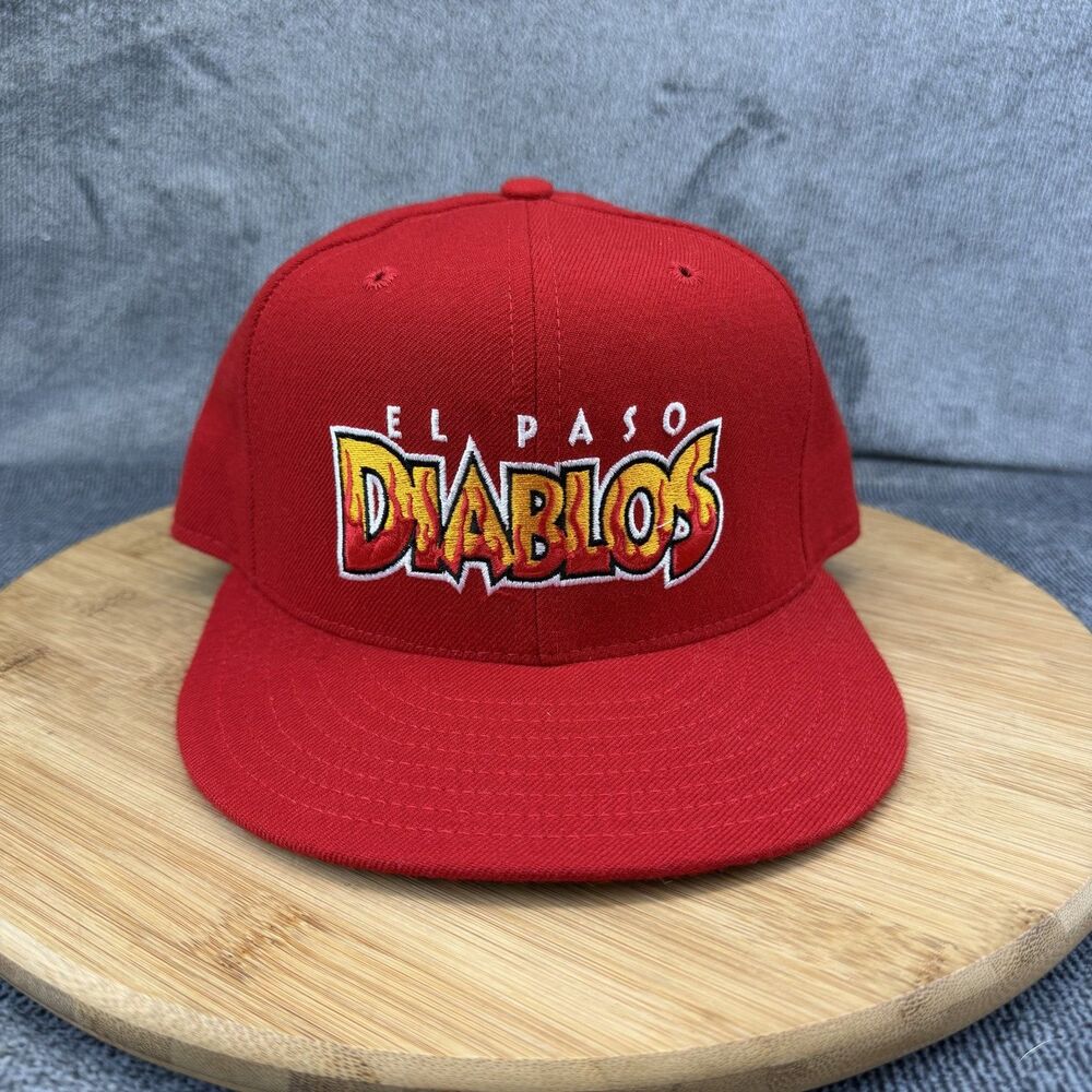 El Paso Diablos Vtg Hat Cap Fitted Men Size 7 Flame Minor League Wool 90s New Er